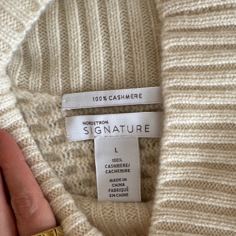 Nordstrom Cream Cable Knit Turtleneck Sweater - Picture 3 of 5